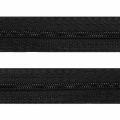Рулонная молния с покрытием PVC спираль тип 3 (упак.270м) -черная с полосой СВО - купить в Кургане. Цена: 12.74 руб.