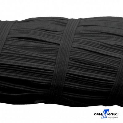 Резиновые нити с текстильным покрытием, шир. 6 мм (55 м/уп), цв.-черный - купить в Кургане. Цена: 210.75 руб.