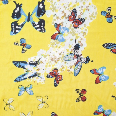 Плательная ткань "Софи" 7.2, 75 гр/м2, шир.150 см, принт бабочки - купить в Кургане. Цена 241.49 руб.