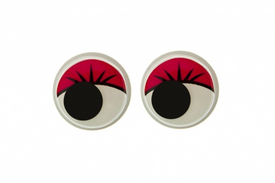 Глазки для игрушек, круглые, с бегающими зрачками, 12 мм/упак.50+/-2 шт, цв. -красный - купить в Кургане. Цена: 95.04 руб.