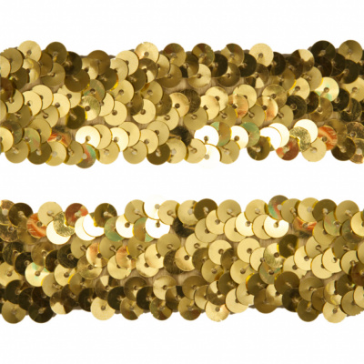 Тесьма с пайетками D16, шир. 30 мм/уп. 25+/-1 м, цвет золото - купить в Кургане. Цена: 1 087.39 руб.