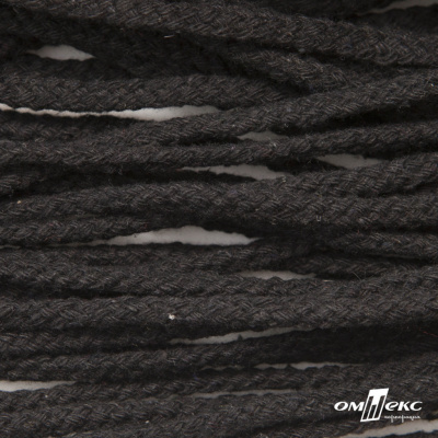 Шнур плетеный d-6 мм круглый, 70% хлопок 30% полиэстер, уп.90+/-1 м, цв.1078-черный - купить в Кургане. Цена: 588 руб.