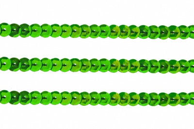 Пайетки "ОмТекс" на нитях, CREAM, 6 мм С / упак.73+/-1м, цв. 94 - зеленый - купить в Кургане. Цена: 297.48 руб.