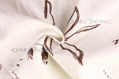 Портьерная ткань лен-печать "Розабель", С1 (молоко+венге), 280 см - купить в Кургане. Цена 707.11 руб.