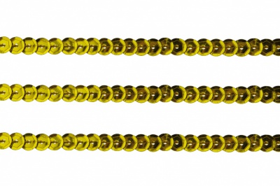 Пайетки "ОмТекс" на нитях, SILVER-BASE, 6 мм С / упак.73+/-1м, цв. А-1 - т.золото - купить в Кургане. Цена: 468.37 руб.