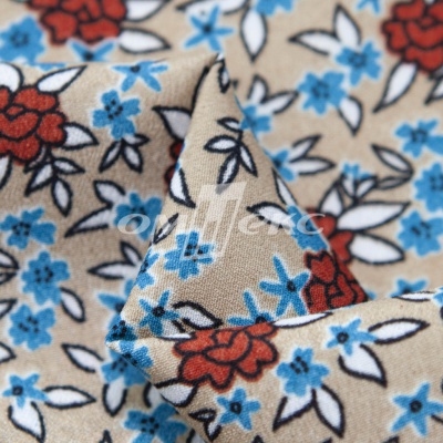 Плательная ткань "Фламенко" 7.1, 80 гр/м2, шир.150 см, принт растительный - купить в Кургане. Цена 239.03 руб.