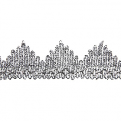 Тесьма металлизированная 0384-0240, шир. 40 мм/уп. 25+/-1 м, цвет серебро - купить в Кургане. Цена: 490.74 руб.