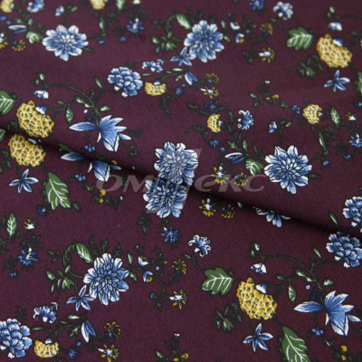 Плательная ткань "Фламенко" 4.1, 80 гр/м2, шир.150 см, принт растительный - купить в Кургане. Цена 259.21 руб.