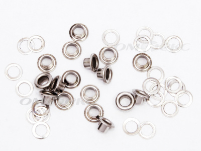 Люверсы металлические, блочка/кольцо, №3 (5 мм) упак.1000 шт- цв.никель - купить в Кургане. Цена: 215.60 руб.