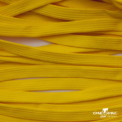 Шнур плетеный (плоский) d-12 мм, (уп.90+/-1м), 100% полиэстер, цв.269 - жёлтый - купить в Кургане. Цена: 8.62 руб.