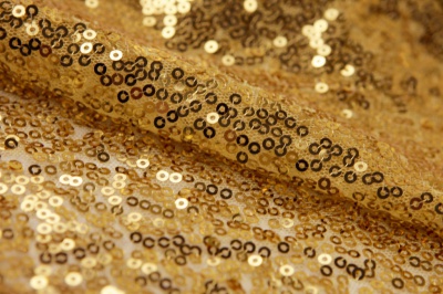 Сетка с пайетками №6, 188 гр/м2, шир.130см, цвет золото - купить в Кургане. Цена 371.02 руб.