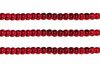 Пайетки "ОмТекс" на нитях, SILVER-BASE, 6 мм С / упак.73+/-1м, цв. 3 - красный - купить в Кургане. Цена: 468.37 руб.