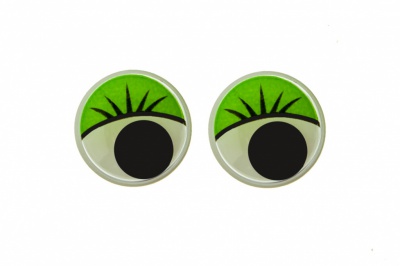 Глазки для игрушек, круглые, с бегающими зрачками, 15 мм/упак.50+/-2 шт, цв. -зеленый - купить в Кургане. Цена: 113.01 руб.