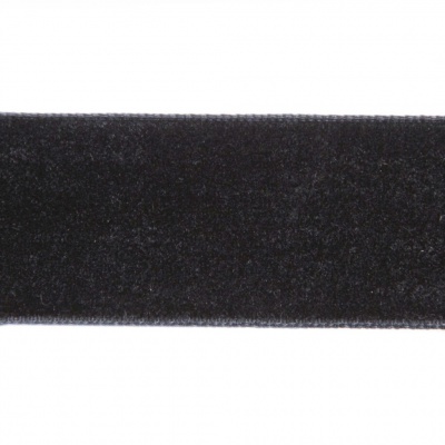 Лента бархатная нейлон, шир.25 мм, (упак. 45,7м), цв.03-черный - купить в Кургане. Цена: 800.84 руб.