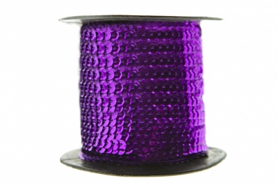 Пайетки "ОмТекс" на нитях, SILVER-BASE, 6 мм С / упак.73+/-1м, цв. 12 - фиолет - купить в Кургане. Цена: 300.55 руб.