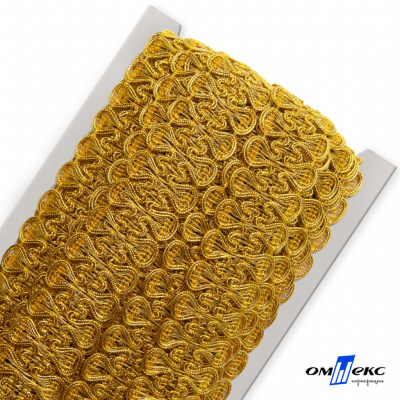 Тесьма металлизированная 0384-0777, шир. 34 мм/уп. 25+/-1 м, цвет золото - купить в Кургане. Цена: 586.51 руб.