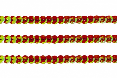 Пайетки "ОмТекс" на нитях, CREAM, 6 мм С / упак.73+/-1м, цв. 96 - красный - купить в Кургане. Цена: 484.77 руб.