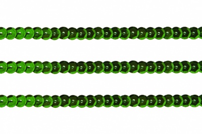 Пайетки "ОмТекс" на нитях, SILVER-BASE, 6 мм С / упак.73+/-1м, цв. 4 - зеленый - купить в Кургане. Цена: 484.77 руб.