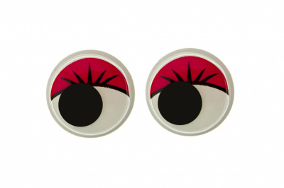 Глазки для игрушек, круглые, с бегающими зрачками, 15 мм/упак.50+/-2 шт, цв. -красный - купить в Кургане. Цена: 113.01 руб.